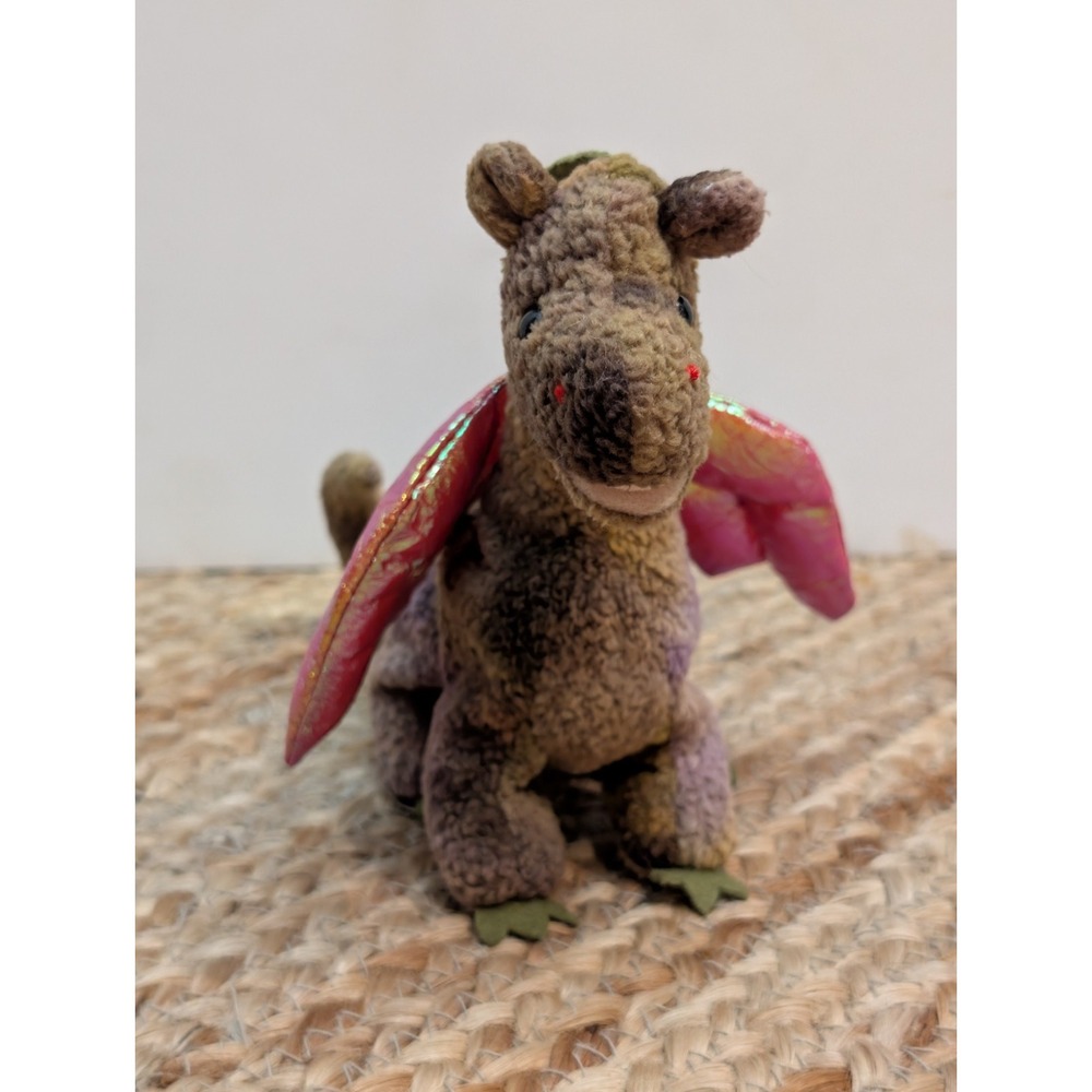 Ty Beanie Babies 1998 Scorch the Dragon Brown Pink Iridescent Wing Plush Vintage